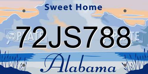 72JS788 Alabama License Plate