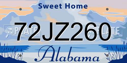 72JZ260 Alabama License Plate