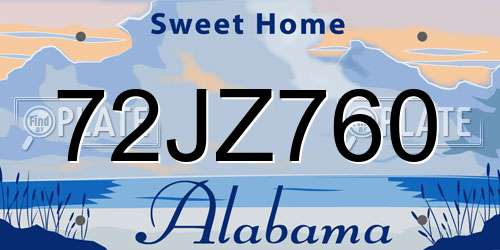 72JZ760 Alabama License Plate