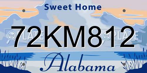 72KM812 Alabama License Plate