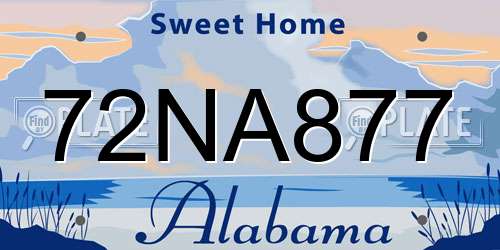 72NA877 Alabama License Plate
