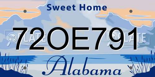 72OE791 Alabama License Plate