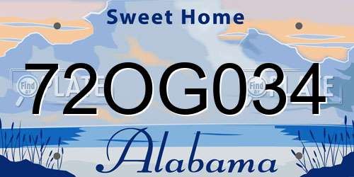 72OG034 Alabama License Plate