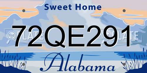72QE291 Alabama License Plate