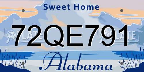 72QE791 Alabama License Plate