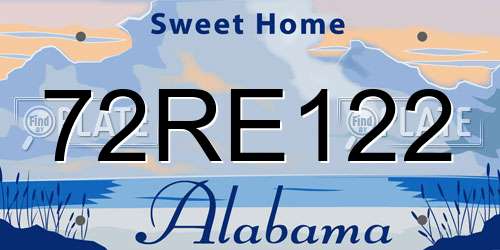 72RE122 Alabama License Plate