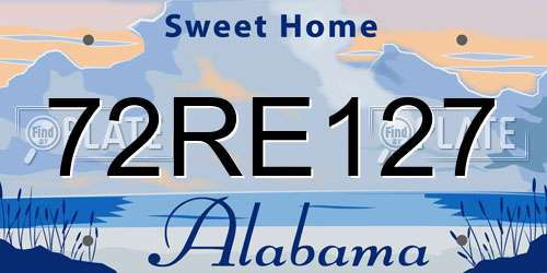 72RE127 Alabama License Plate