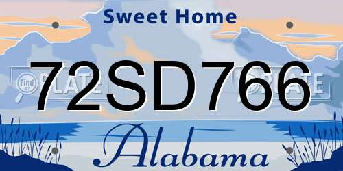 72SD766 Alabama License Plate