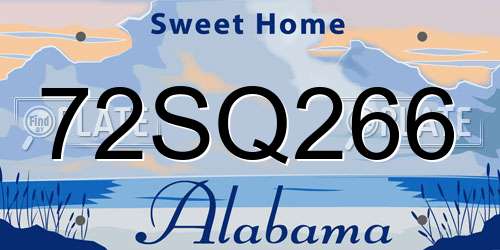 72SQ266 Alabama License Plate