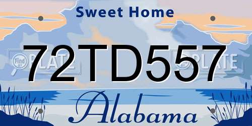 72TD557 Alabama License Plate