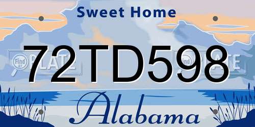 72TD598 Alabama License Plate