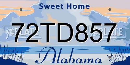 72TD857 Alabama License Plate