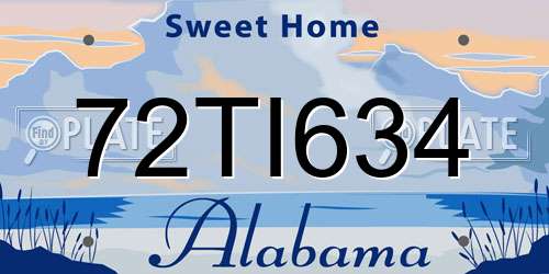72TI634 Alabama License Plate