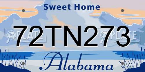72TN273 Alabama License Plate