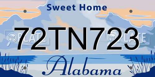 72TN723 Alabama License Plate