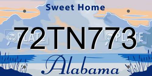 72TN773 Alabama License Plate