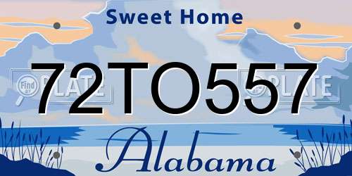72TO557 Alabama License Plate