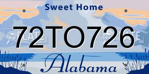 72TO726 Alabama License Plate