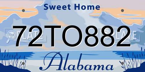 72TO882 Alabama License Plate