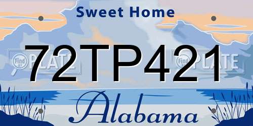 72TP421 Alabama License Plate