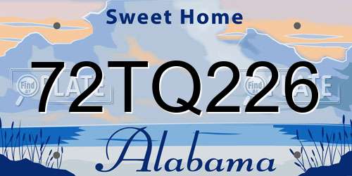 72TQ226 Alabama License Plate