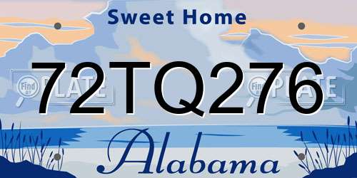 72TQ276 Alabama License Plate