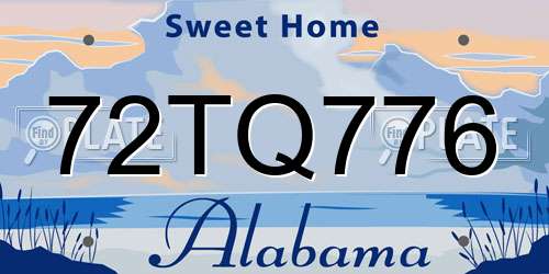 72TQ776 Alabama License Plate