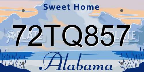 72TQ857 Alabama License Plate