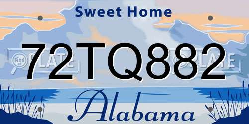 72TQ882 Alabama License Plate