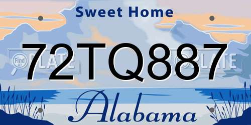 72TQ887 Alabama License Plate