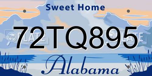 72TQ895 Alabama License Plate
