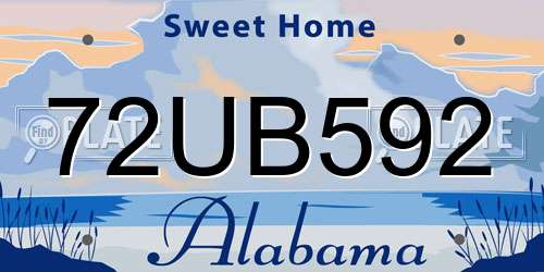 72UB592 Alabama License Plate