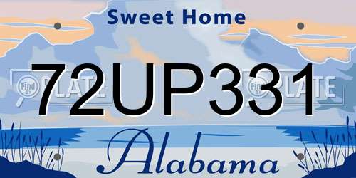 72UP331 Alabama License Plate
