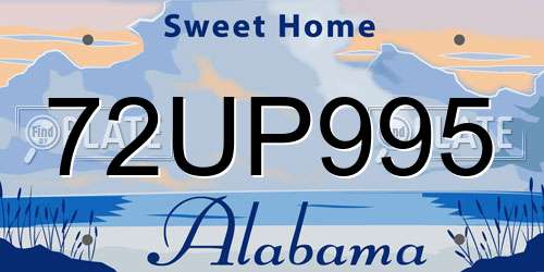 72UP995 Alabama License Plate