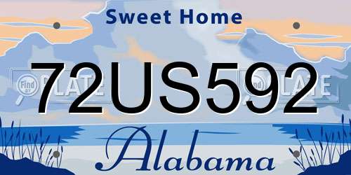 72US592 Alabama License Plate