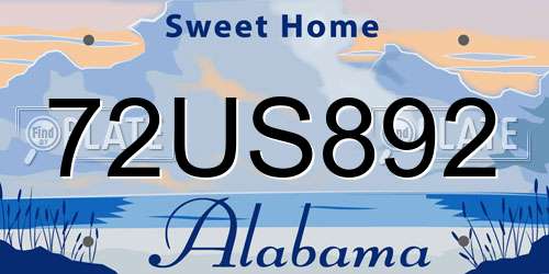 72US892 Alabama License Plate