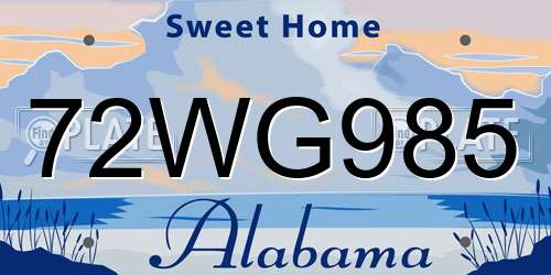 72WG985 Alabama License Plate