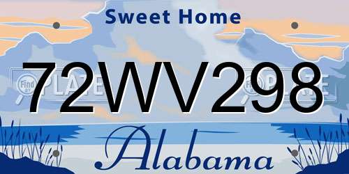 72WV298 Alabama License Plate