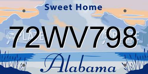72WV798 Alabama License Plate