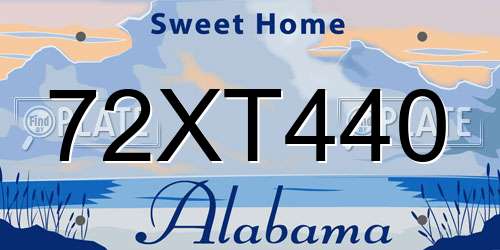 72XT440 Alabama License Plate