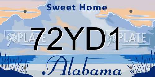72YD1 Alabama License Plate