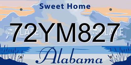 72YM827 Alabama License Plate
