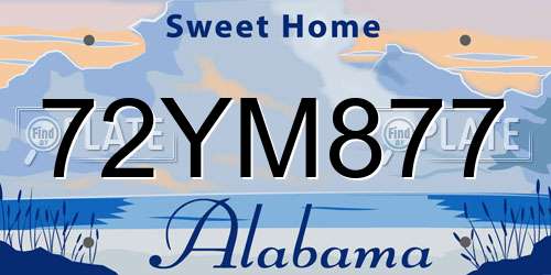 72YM877 Alabama License Plate