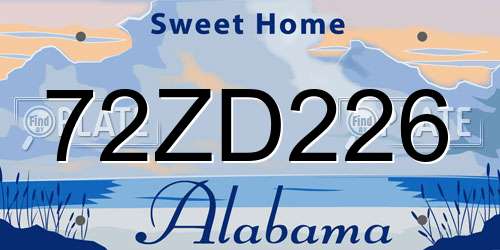 72ZD226 Alabama License Plate