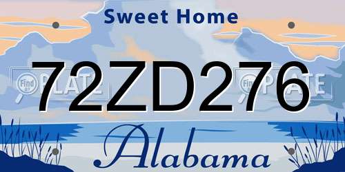 72ZD276 Alabama License Plate