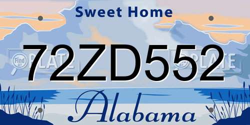72ZD552 Alabama License Plate