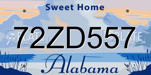 72ZD557 Alabama License Plate
