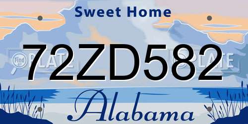 72ZD582 Alabama License Plate