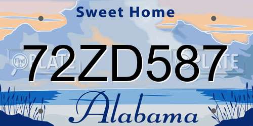 72ZD587 Alabama License Plate