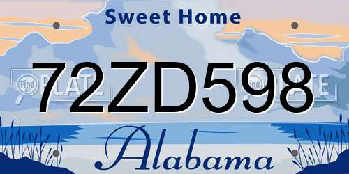 72ZD598 Alabama License Plate